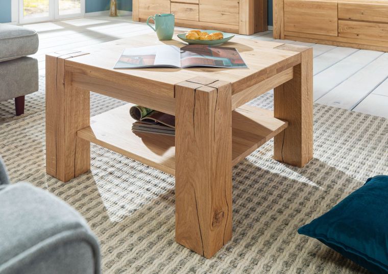 KENT #214 tavolino da salotto in legno di quercia selvatica - oliato / bianco 70x70x45