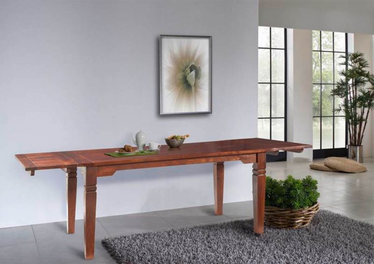 tavolo da pranzo allungabile in legno di Acacia 90x90x76 nougat laccato OXFORD #118