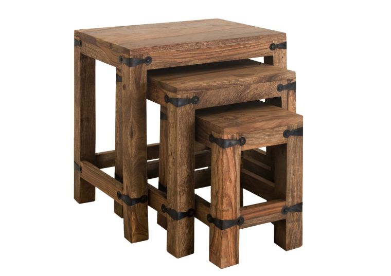 tavolo dappoggio in legno di Sheesham / palissandro 40x30x45 grigio scuro oliato LEEDS #22