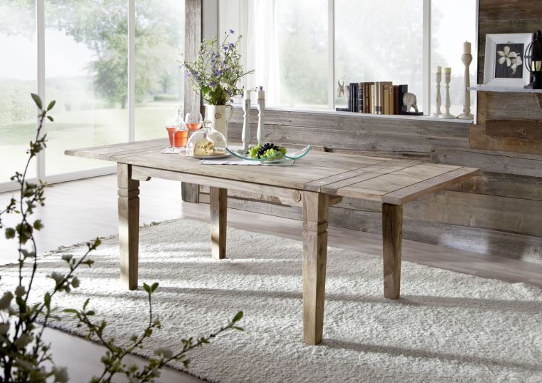tavolo da pranzo in legno di Sheesham / palissandro 140x90x76 grigio scuro oliato LEEDS #52