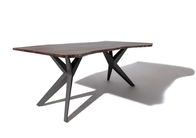 FREEFORM 4 Tavolo da pranzo in legno di acacia - laccato grigio /gambe in ferro - antracite mat 220x100x76