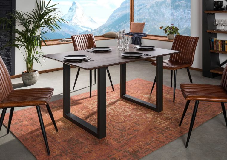 tavolo da pranzo in legno di Acacia 160x90x76 grigio scuro laccato SWISS EDGE
