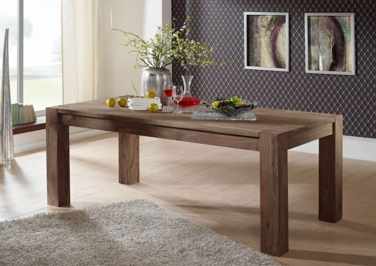 tavolo da pranzo in legno di Sheesham / palissandro 200x100x76 grigio scuro oliato NATURE GREY #406