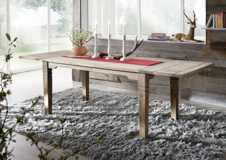 tavolo da pranzo in legno di Sheesham / palissandro 160x90x76 grigio scuro oliato LEEDS #53