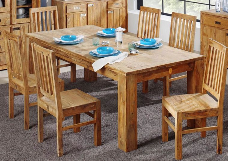 tavolo da pranzo in legno di Sheesham / palissandro 200x100x76 marrone oliato NATURE BROWN #826
