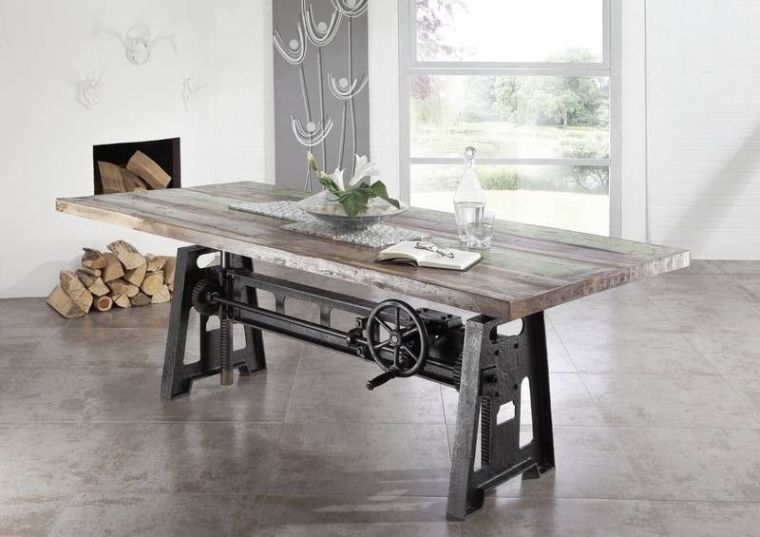 tavolo da pranzo in legno di Legno riciclato 200x100x75 multicolore laccato INDUSTRIAL #23