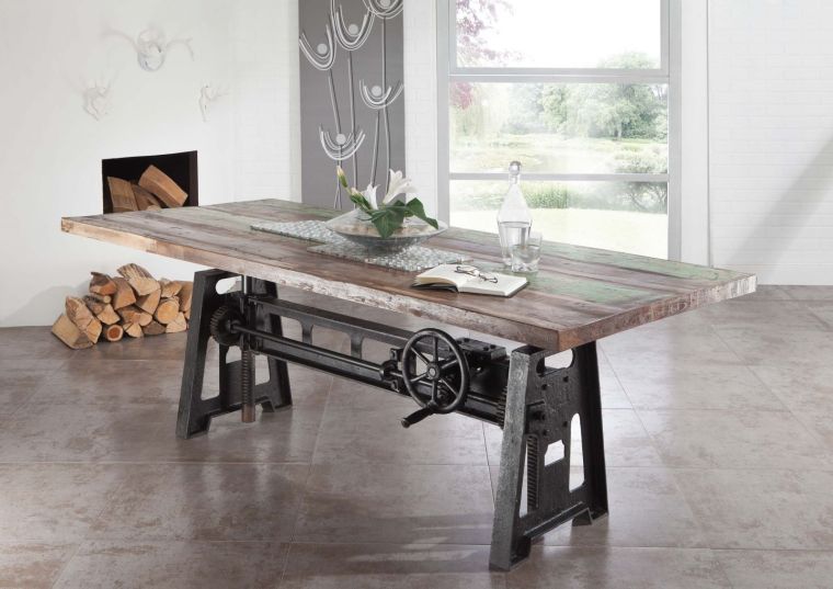 tavolo da pranzo in legno di Legno riciclato 240x100x75 multicolore laccato INDUSTRIAL #25