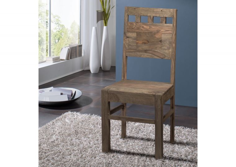 Sedia in legno sheesham - oliato / grigio 45x45x100  NATURE GREY #120