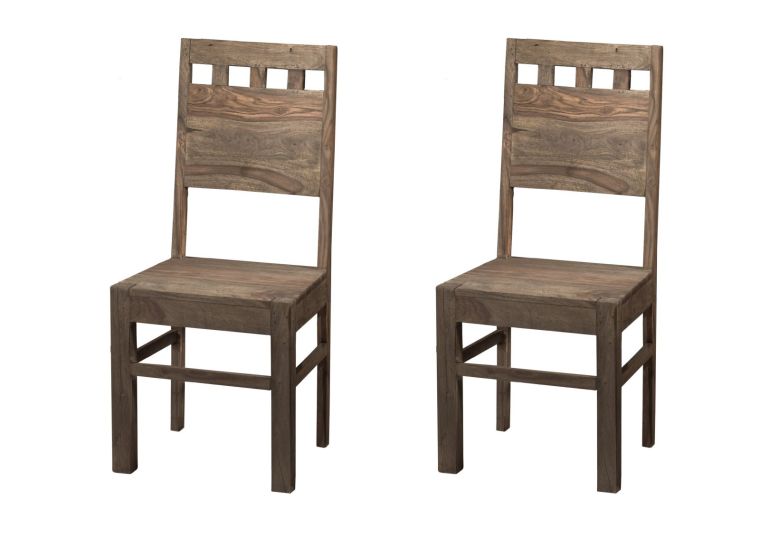 NATURE GREY #120 Set di 2 sedie in legno di sheesham - oliato / grigio 40x45x100