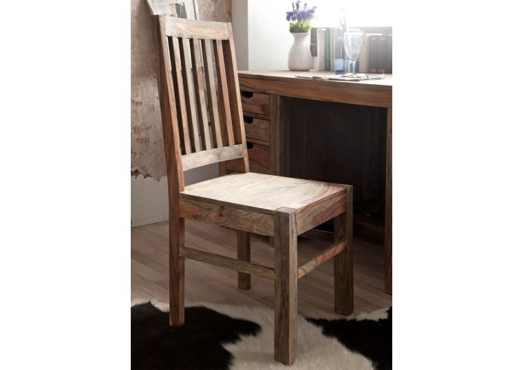 Sedia in legno sheesham - oliato / grigio 45x47x100  NATURE GREY #121
