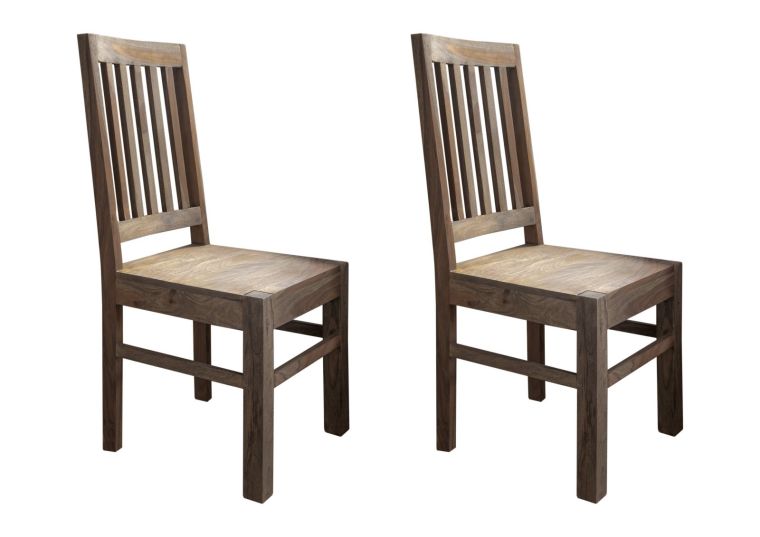 NATURE GREY #121 Set di 2 sedie in legno di sheesham - oliato / grigio 40x45x100