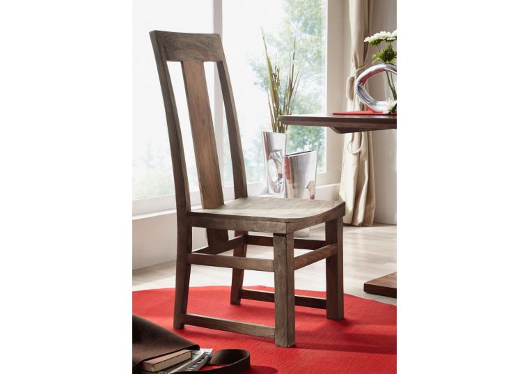 Sedia in legno sheesham - oliato / grigio  45x47x110 NATURE GREY #122