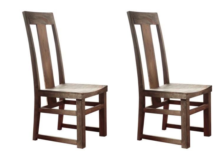NATURE GREY #122 Set di 2 sedie in legno di sheesham - oliato / grigio 45x47x110