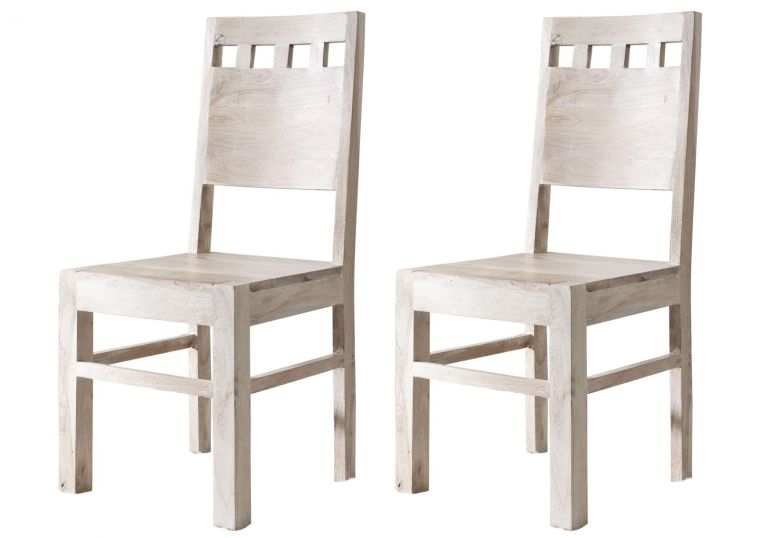 Set di 2 sedie in legno acacia - patinato / white stone 45x45x100 NATURE WHITE #120