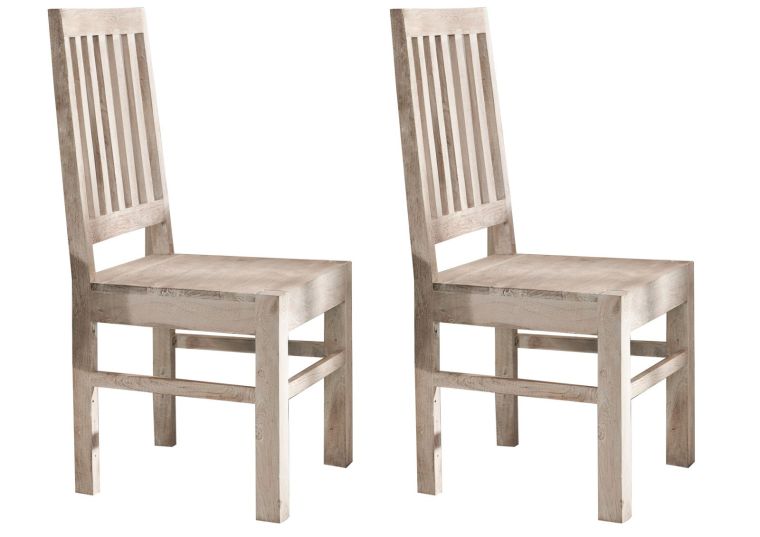 Set di 2 sedie in legno acacia - patinato / white stone 45x45x100  NATURE WHITE #121