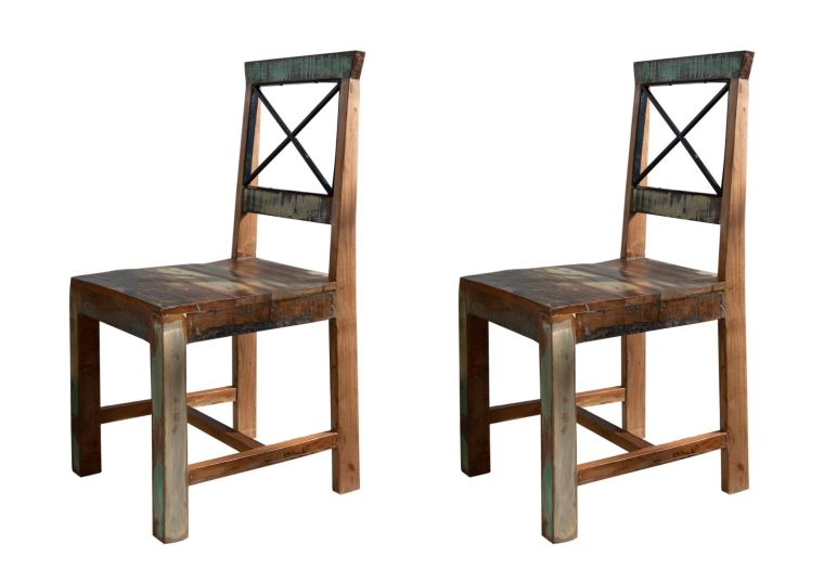 NATURE OF SPIRIT #26 Set di 2 sedie in legno riciclato  laccato / multicolore 45x45x95