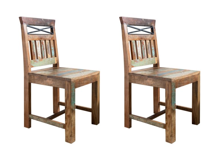 NATURE OF SPIRIT #39 Set di 2 sedie in legno riciclato  laccato / multicolore 45x45x95