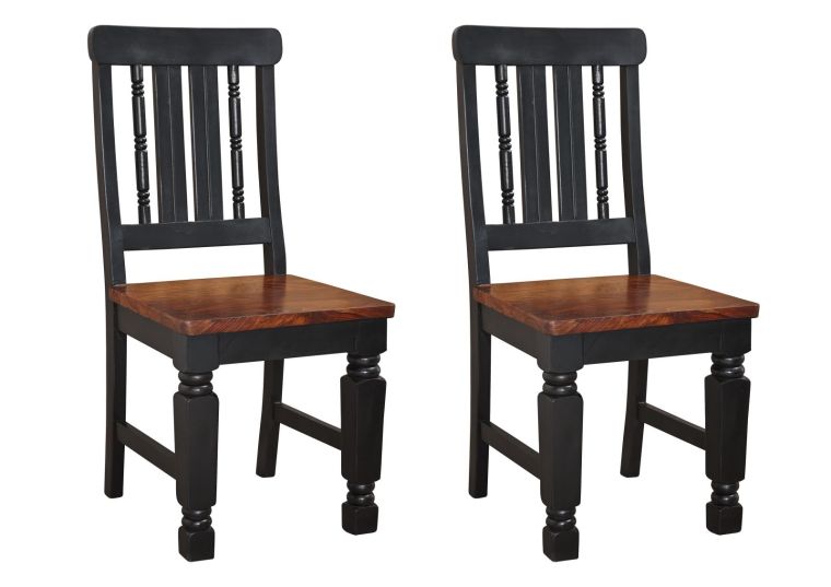 NEW BOSTON #120 Set di 2 sedie in legno di sheesham - laccato / marrone - nero 45x45x98