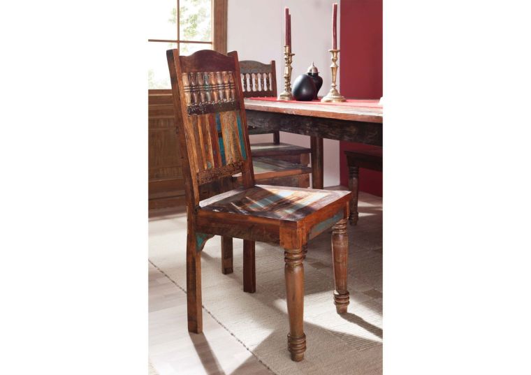 Sedia in legno ricilclato - laccato / multicolore 45x45x103  FABLE #05