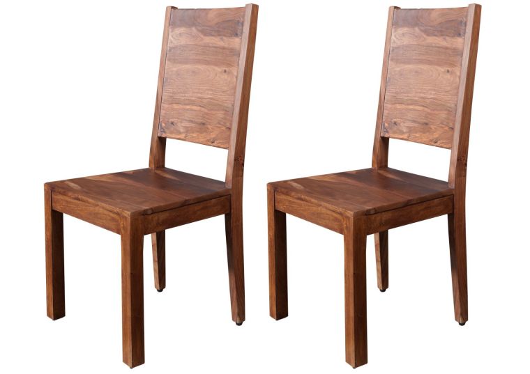 Set di 2 sedie in legno sheesham - laccato / noce 45x45x100 DUKE #112