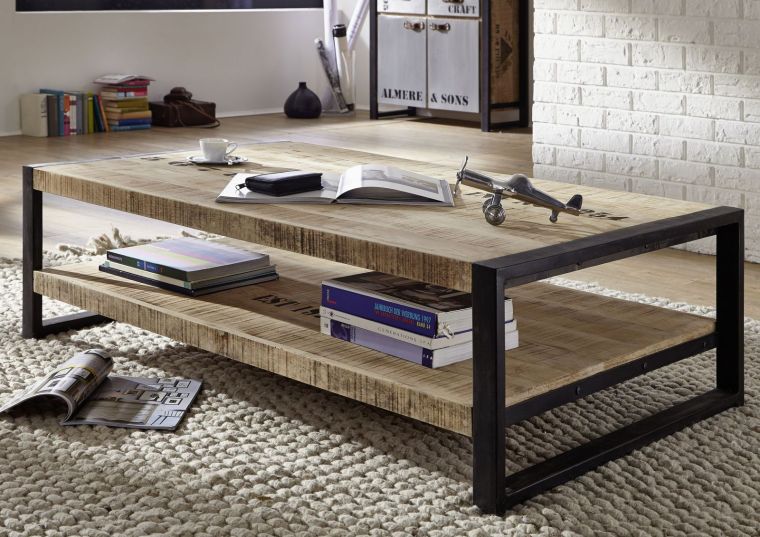 tavolino da salotto in legno di Mango 140x80x40 mango naturale stampato FACTORY #126