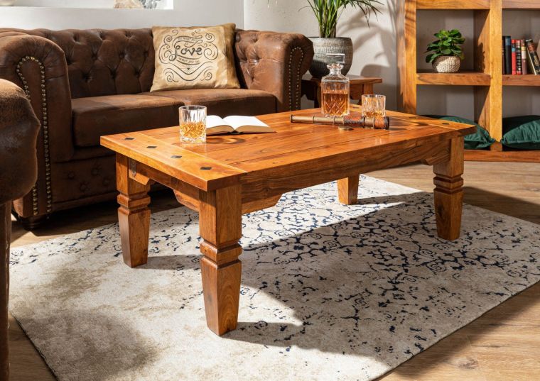 tavolino da salotto in legno di Acacia 135x75x40 miele dorato laccato OXFORD #0429