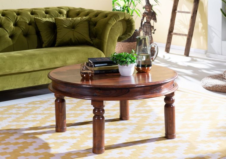 tavolino da salotto in legno di Acacia 90x90x45 nougat laccato OXFORD #330