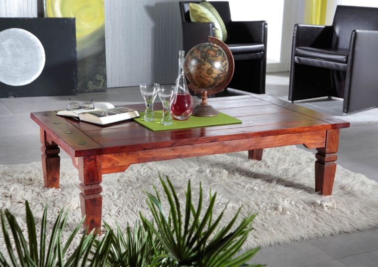 tavolino da salotto in legno di Acacia 135x75x40 nougat laccato OXFORD #429