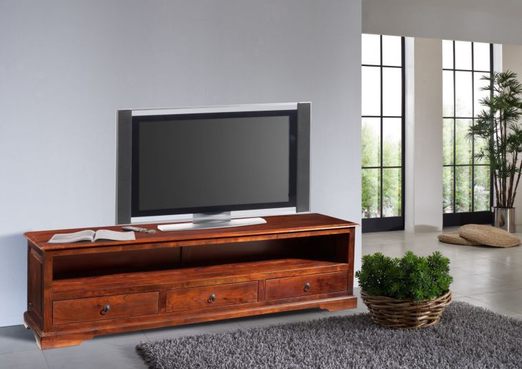 OXFORD #439 Mobile TV in legno di acacia - laccato / nougat 176x53x50