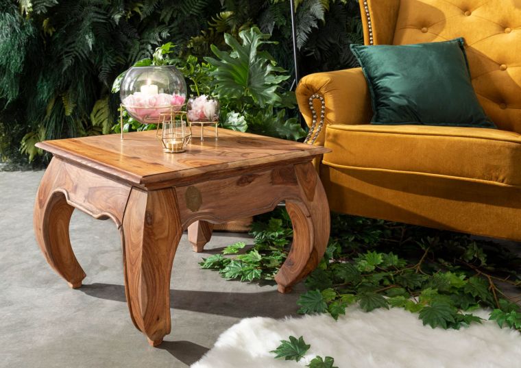 tavolino da salotto in legno di Sheesham / palissandro 90x90x40 marrone laccato OPIUM #631