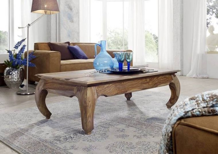 tavolino da salotto in legno di Sheesham / palissandro 130x75x40 marrone laccato OPIUM #632