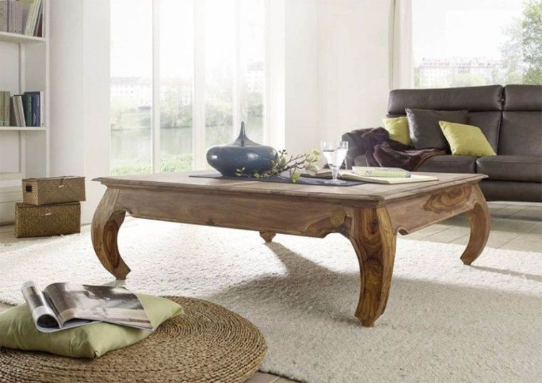 tavolino da salotto in legno di Sheesham / palissandro 120x120x40 marrone laccato OPIUM #633