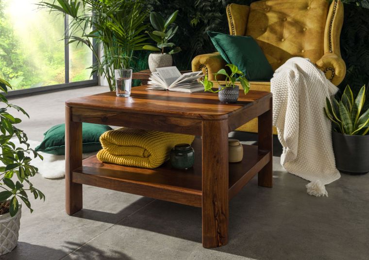 tavolino da salotto in legno di Sheesham / Acacia 70x70x45 noce cerato TORONTO #206