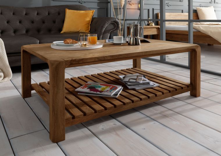 tavolino da salotto in legno di Sheesham / palissandro 120x80x45 marrone oliato BUENO #1001