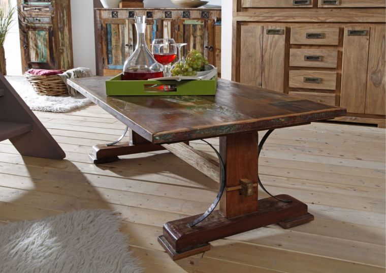 tavolino da salotto in legno di Legno riciclato 120x70x45 multicolore laccato NATURE OF SPIRIT #06