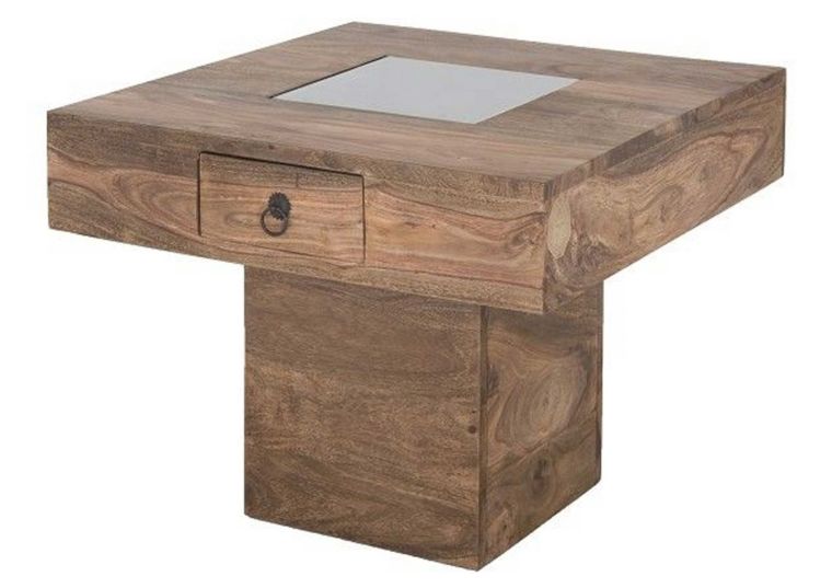 tavolino da salotto in legno di Sheesham / palissandro 60x60x46 grigio scuro oliato LEEDS #21
