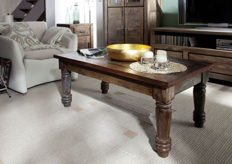 tavolino da salotto in legno di Legno riciclato 110x60x45 multicolore laccato FABLE #06