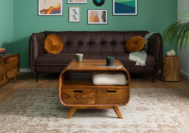MAILAND #132 Tavolino da salotto in legno di sheesham - laccato / marrone chiaro 70x70x50