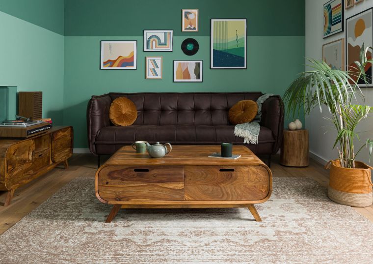 MAILAND #135 Tavolino da salotto in legno di sheesham - laccato / marrone chiaro 120x70x40