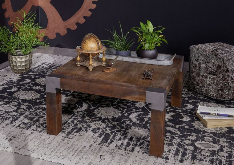 tavolino da salotto in legno di Mango 85x85x45 marrone laccato AMSTERDAM #19
