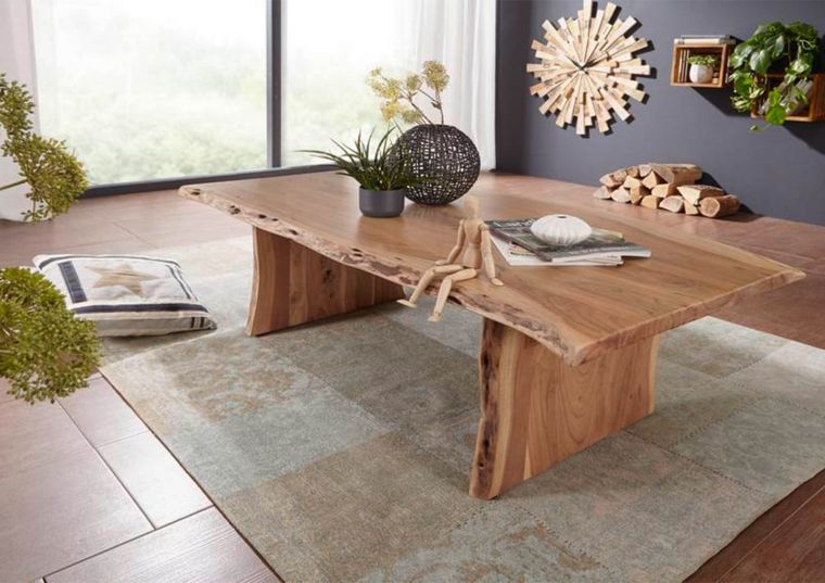 tavolino da salotto in legno di Acacia 150x70x45 acacia naturale laccato PURE ACACIA #306