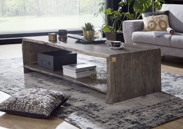 tavolino da salotto in legno di Acacia 150x70x45 grigio scuro laccato PURE ACACIA #429