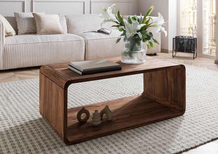 tavolino da salotto in legno di Sheesham 100x50x40 marrone oliato LOUNGE COLLECTION #03