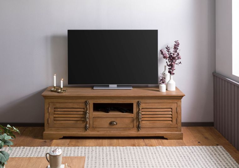 Mobile Tv In legno di Mango 170x45x55 oliato beige TOULOUSE #11