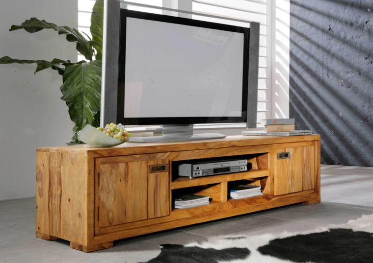 NATURE BROWN #856 Mobile TV in legno di sheesham - oliato / marrone 180x47x40