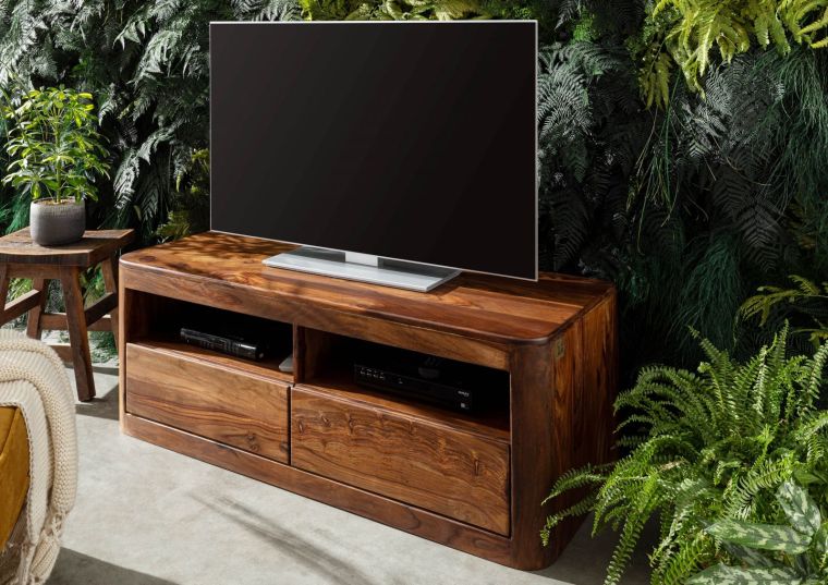 mobile TV in legno di Shesham / Acacia 128x50x49 Noce cerato TORONTO #207