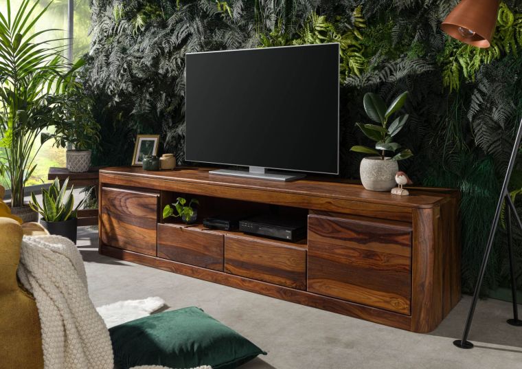 mobile TV in legno di Shesham / Acacia 200x45x50 Noce cerato TORONTO #251