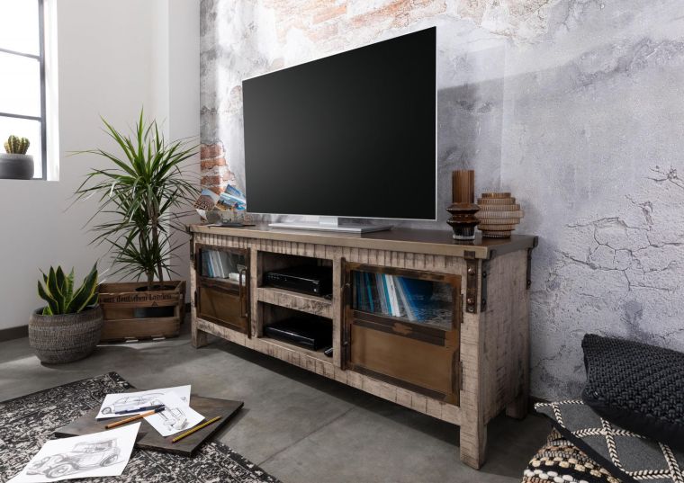 mobile TV in legno di Mango 150x40x60 marrone laccato HEAVY INDUSTRY #228