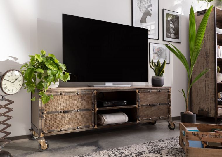 mobile TV in legno di Mango 170x40x60 marrone laccato HEAVY INDUSTRY #233