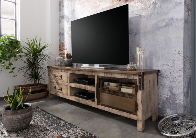 mobile TV in legno di Mango 190x40x60 marrone laccato HEAVY INDUSTRY #234